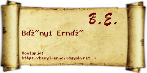 Bényi Ernő névjegykártya